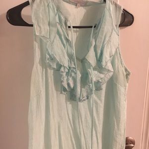 Aqua ruffle tank
